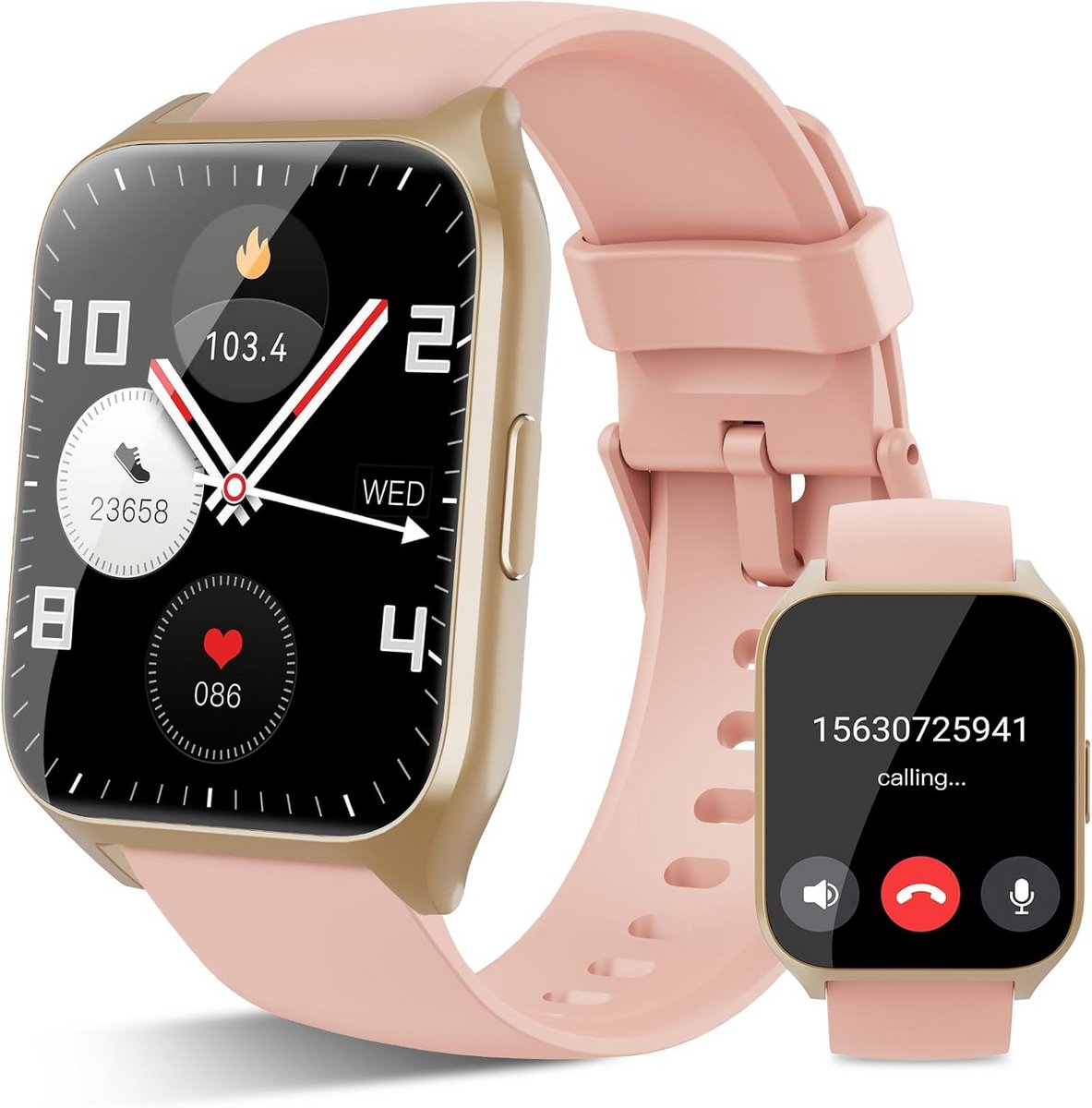 Smartwatch met Bellen, HD Touchscreen, Hartslagmeter en 112+ Sportmodi - Waterdicht Fitness Horloge voor Mannen en Vrouwen (iOS/Android)