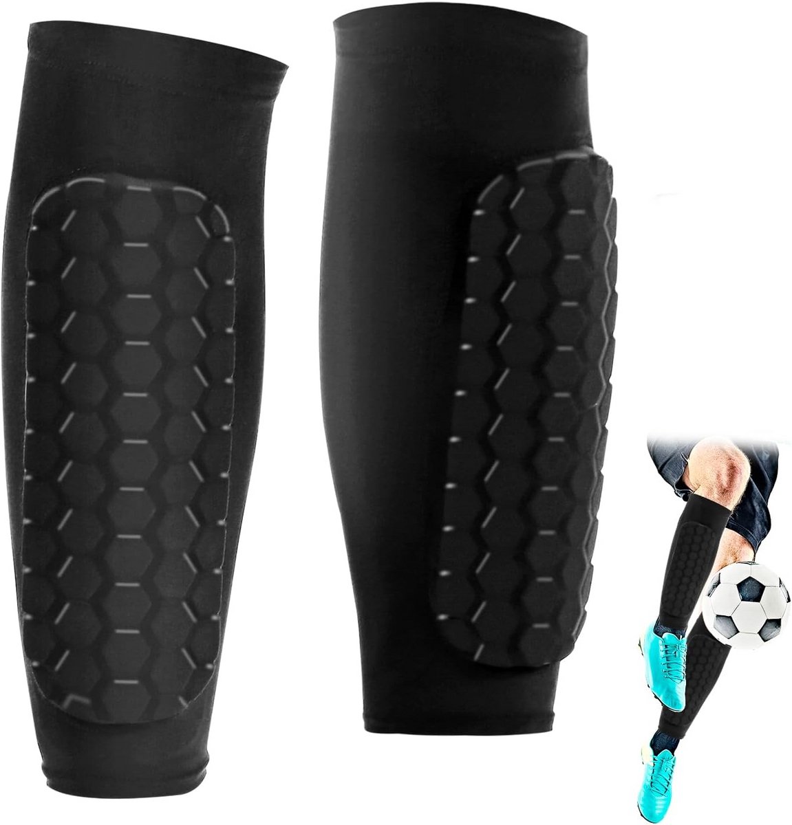 Voetbal Scheenbeschermers met Kuitbescherming - Ademend en Antislip voor Kind en Volwassene