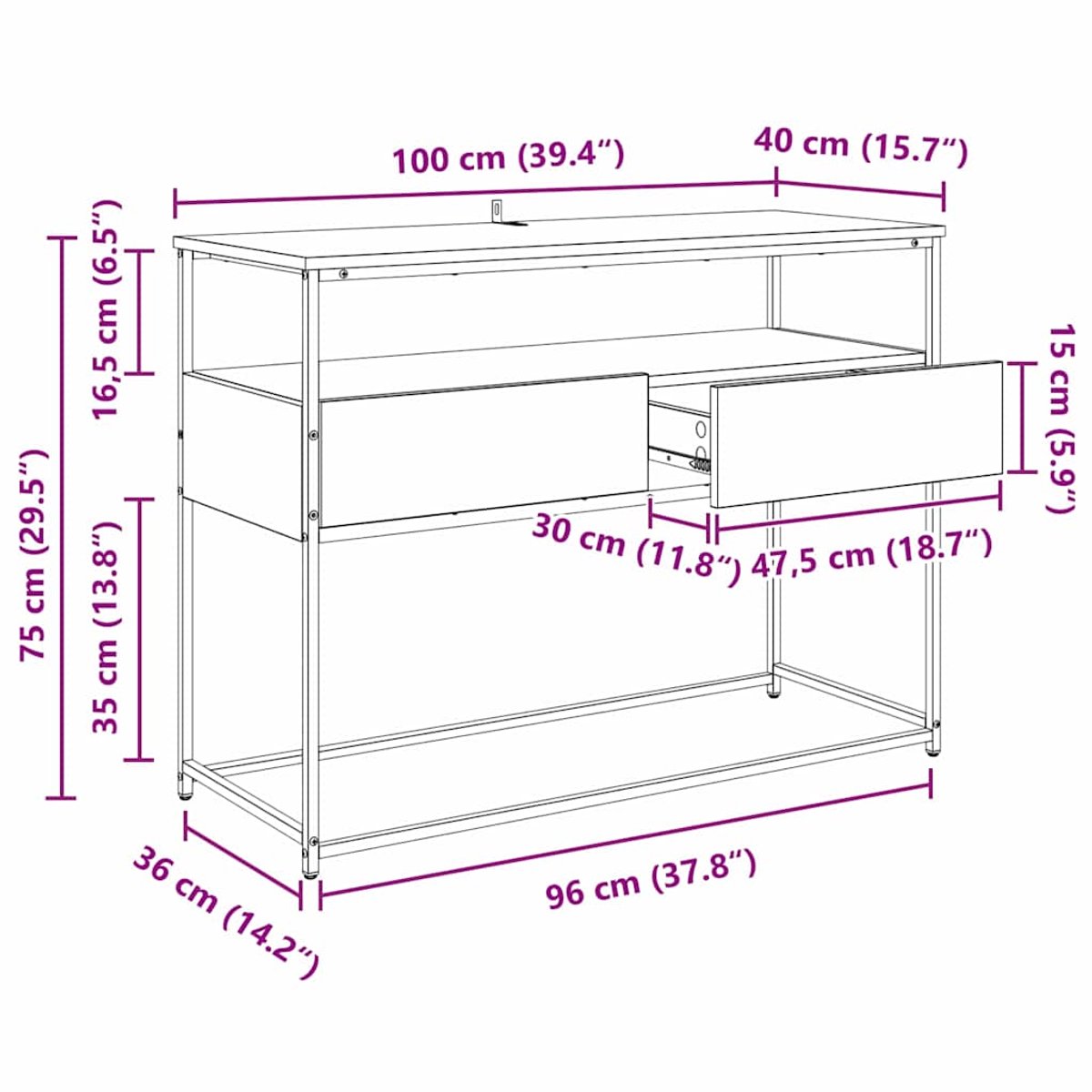 vidaXL - Wandtafel - Zwart - Bewerkt hout | Leen Bakker