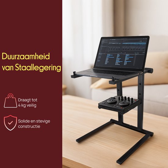 Pyle Laptopstandaard Opvouwbare Laptop Stand DraaGBare Laptophouder Secundair Accessoireblad Voor Ipad Tablet Dj Mixer Gaming Inclusief Tas 1980347890