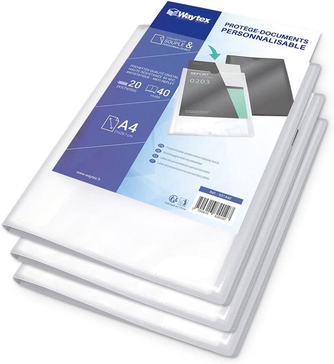 Documentenbescherming A4 Personaliseerbaar 3 Stuks 20 Hoesjes Polypropyleen