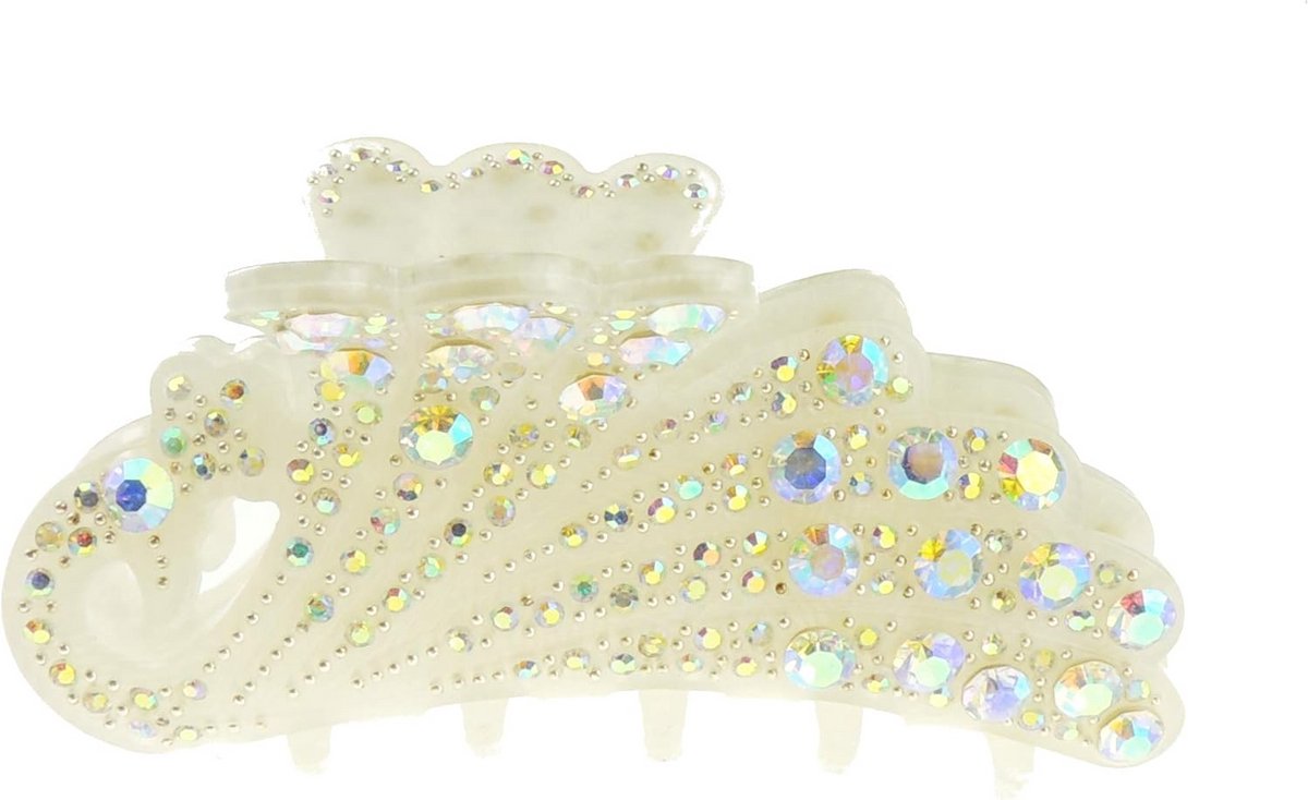 Elegante Haar Klem met Kristallen en Pauwen Detail - 9cm