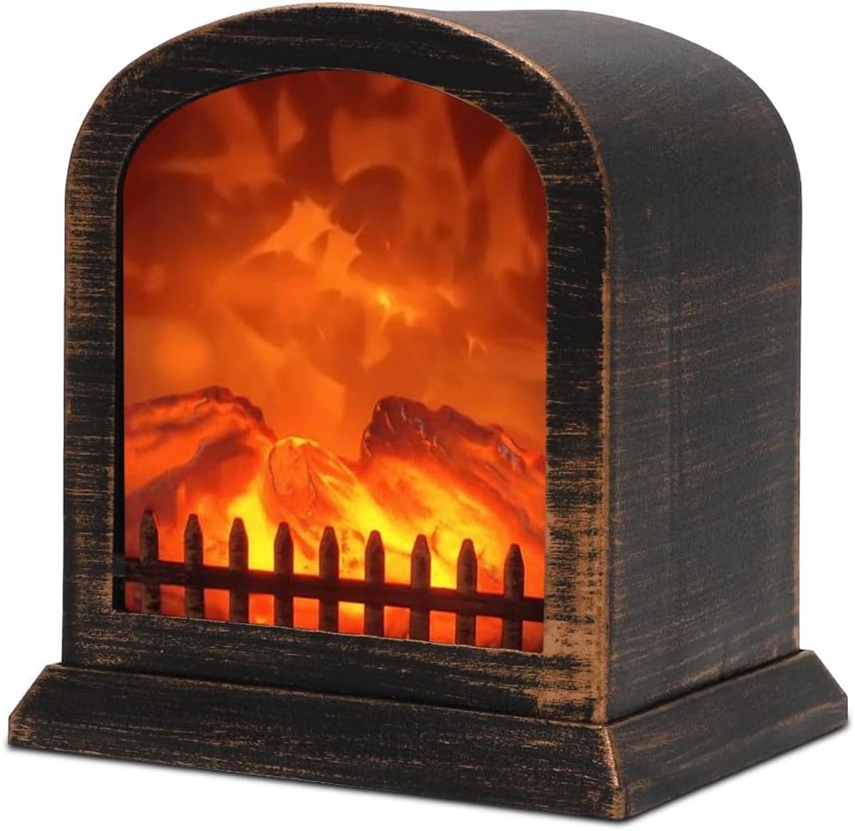 Decoratieve Elektrische Open Haard met Realistisch Vlammeneffect - USB & Batterijvoeding