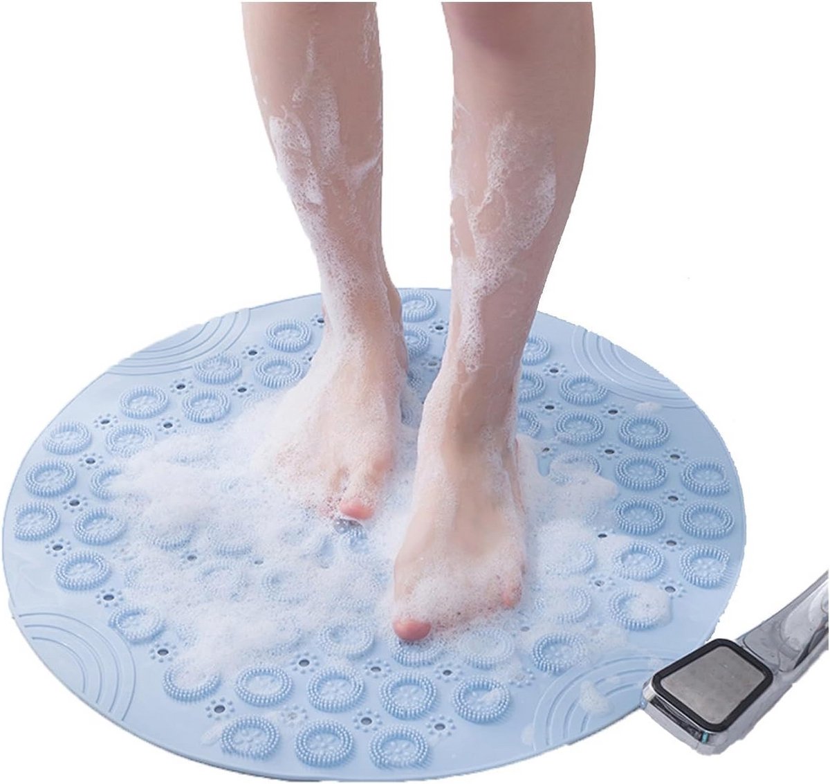 Ronde Antislip Douchemat met Massagebubbel en Afvoergat voor Veilige Douche