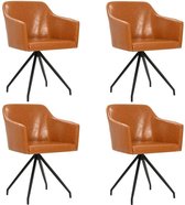 Moderne Eetkamerstoelen 360° Bruin set van 4 STUKS kunstleer / Eetkamer stoelen / Extra stoelen voor huiskamer / Dineerstoelen / Tafelstoelen / Barstoelen / Huiskamer stoelen