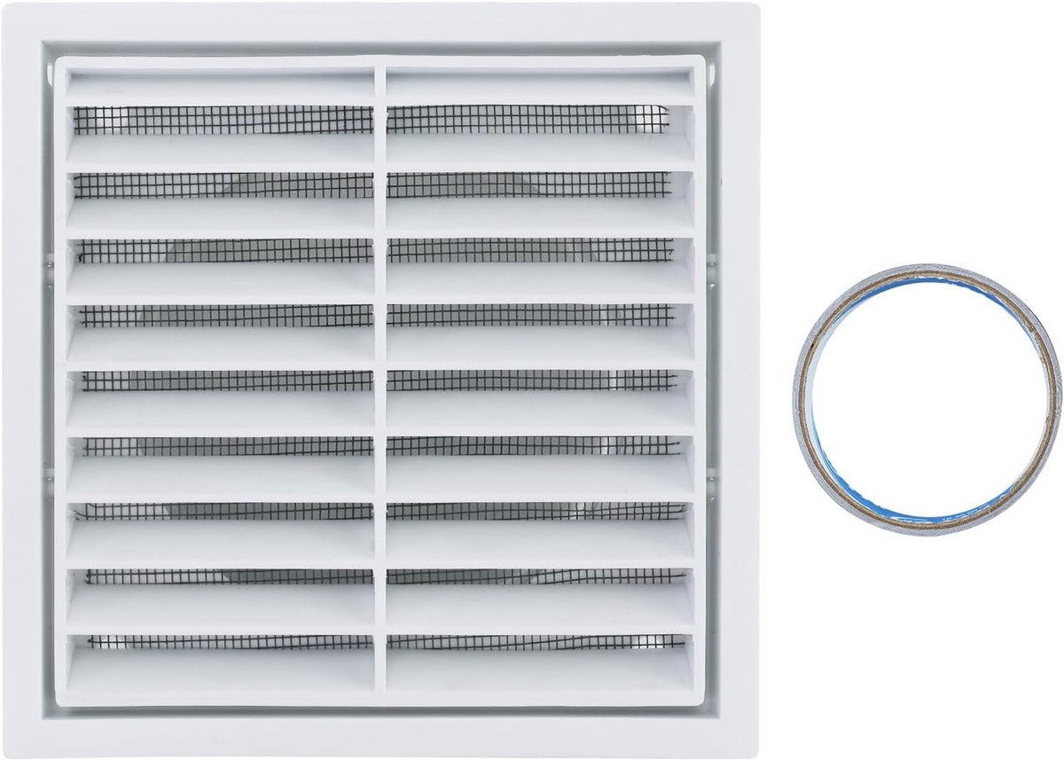 Ventilatierooster Wit Kunststof voor Buiten en Binnen met Muggennet en Aluminium Tape