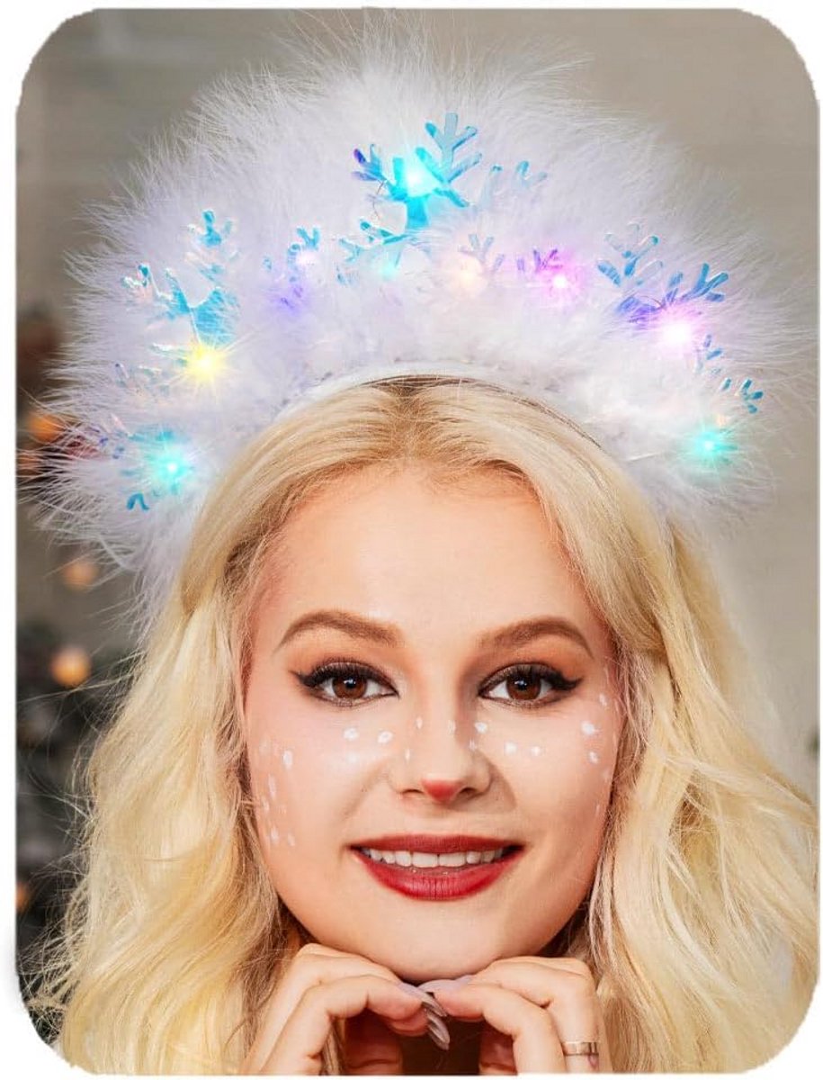 LED Sneeuwvlok Hoofdband Verlichtend Veer Haaraccessoire Kerstfeest