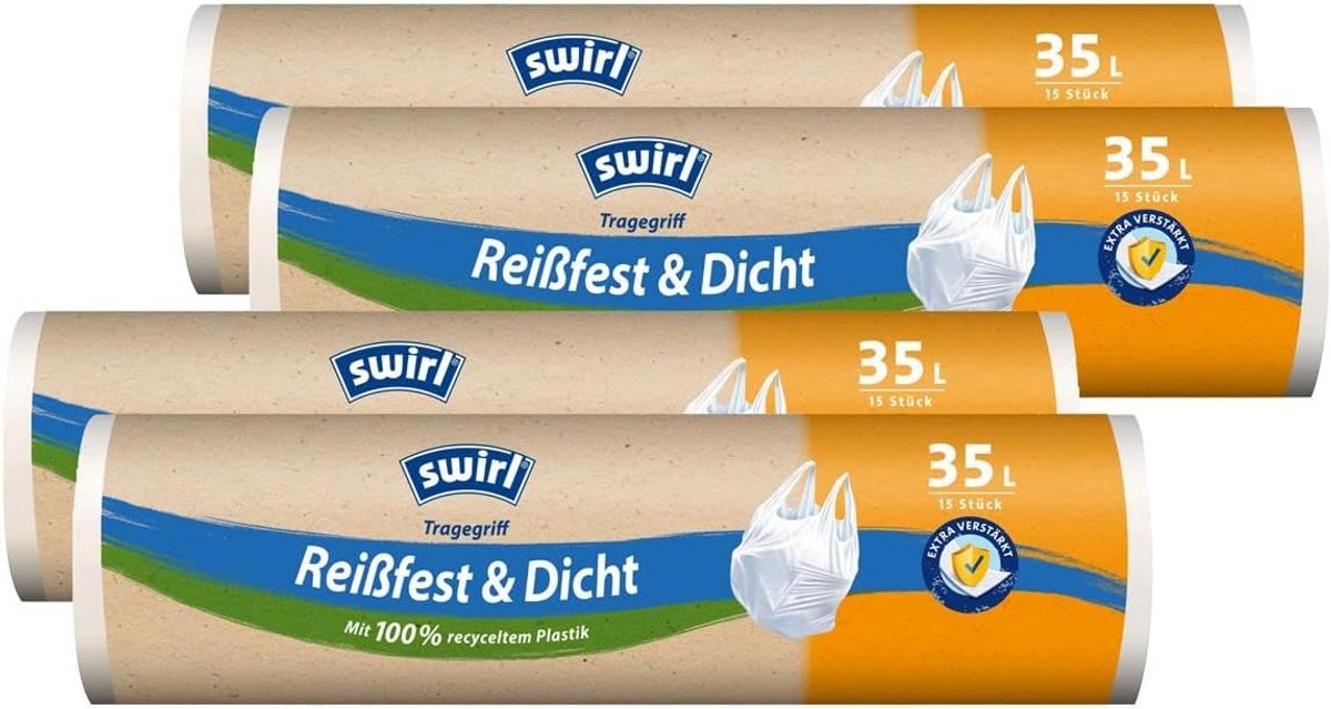 4 rollen vuilniszakken met trekband 35 liter (60 stuks)