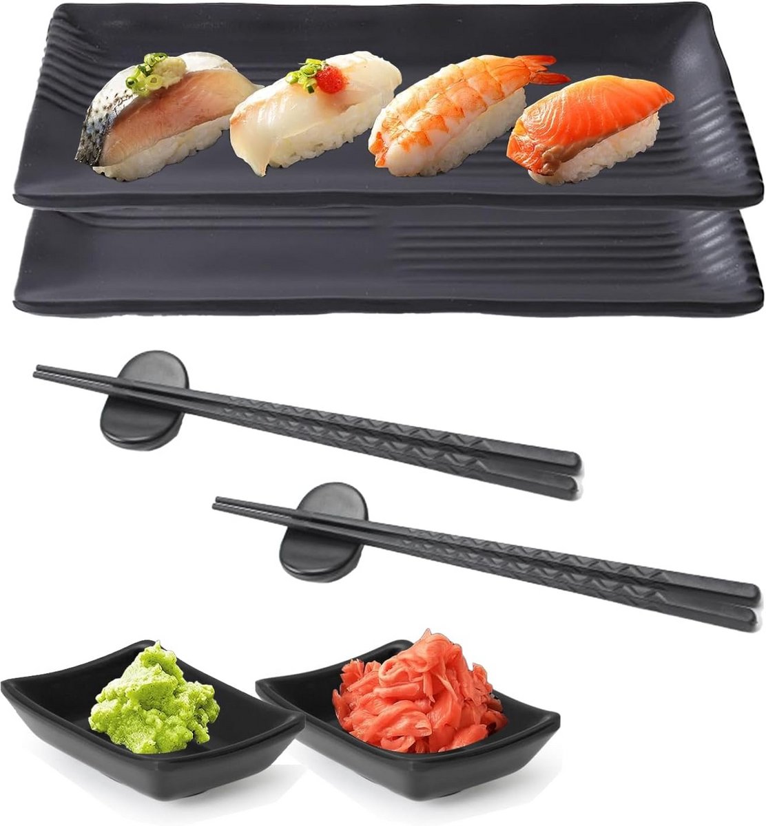 Complete 8-delige Sushi Servies Set voor 2 Personen - Borden, Eetstokjes en Houders