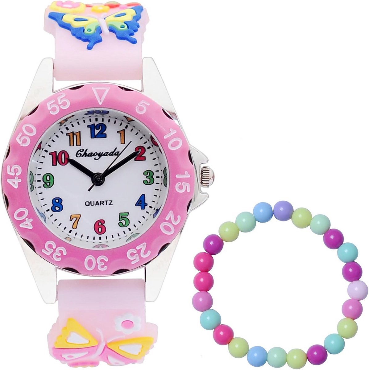 Analoog Kinderhorloge Meisjes 3-10 Jaar met 3D Cartoon Design en Siliconen Band