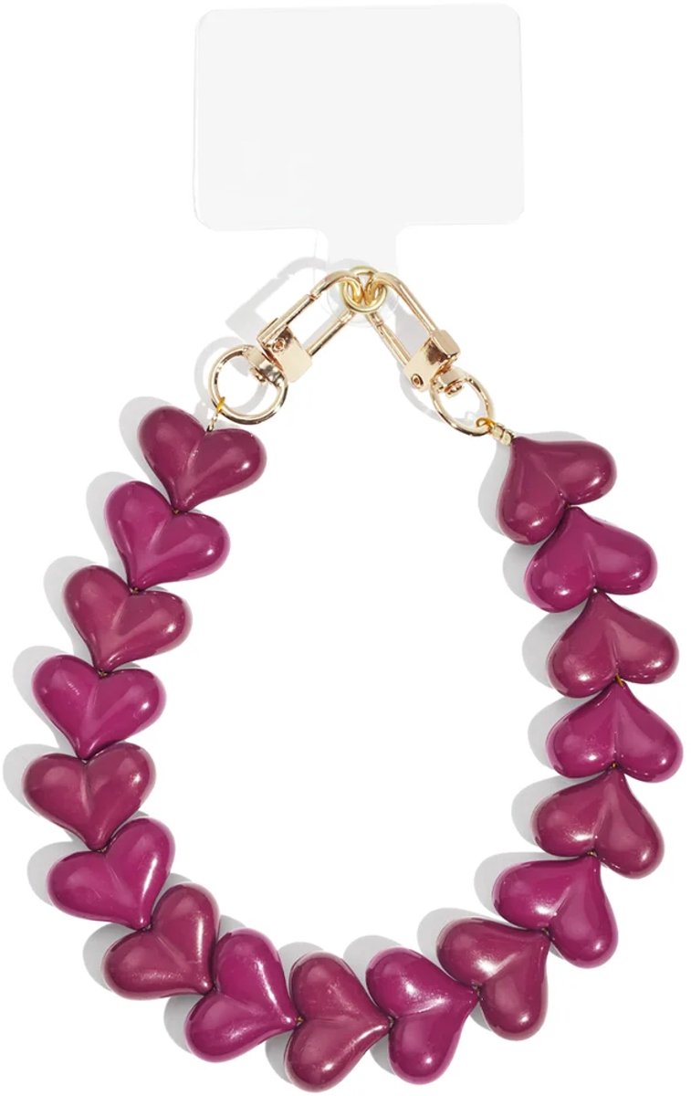 Dubbele hart telefoonkoord - Paars - valentijn - dames - cadeau - Valentijn cadeau