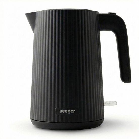 Seeger Waterkoker - Plissé Design - 1.7 liter - BPA-Vrij - Anti-Kalk Filter - 2200 Watt - Zwart - SGR100BK