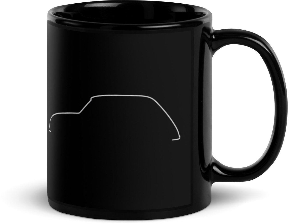 De2pktjes - Zwarte Keramische Mok – Silhouette Collectie “Citroën Dyane Lijnkunst”