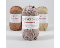 5 bollen effen haakgaren - taupe (171) - Cotton Queen uni - gemerceriseerd 100% katoen - breigaren