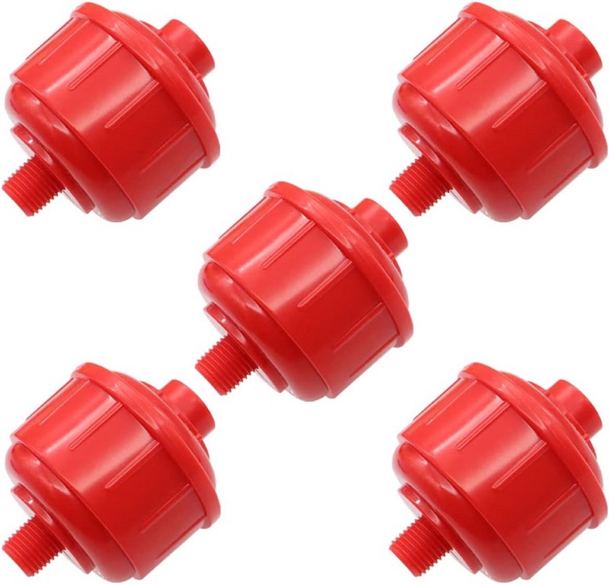 5-delige set filters met schroefdraad voor spuitpistolen, verstuivers en luchtfilters - rood