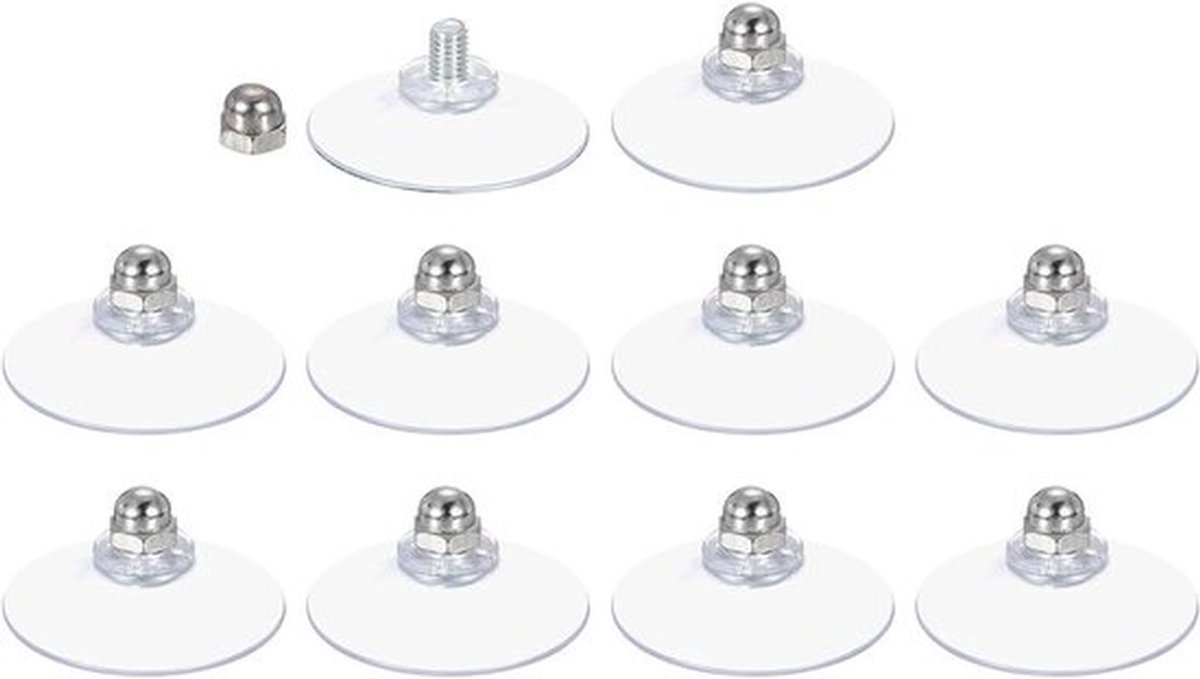 Zuignappen Set van 10 stuks, diameter 40 mm, transparant - PVC Raamglas - Badkamer, Deur, Glazen Wand