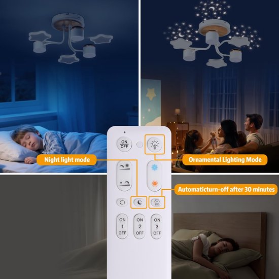 Luminaire de Plafond LED EpochGlo Chambre d'Enfant 60 cm - Design Ciel Étoilé - 24W 2160LM - Dimmable (3000K-6000K) - Télécommande, Veilleuse & Minuteur - Pour Garçons & Filles - Lampe de Chambre