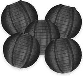 5-set LMPN® nylon lampionnen - gitzwart - 25cm - voor buiten