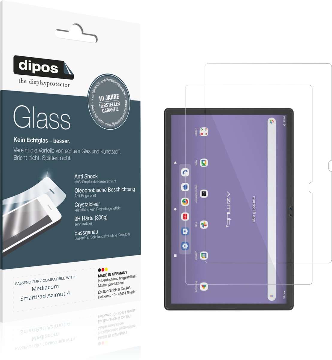 dipos – 2x Pantserfolie geschikt voor Mediacom SmartPad Azimut 4 | 9H Screenprotector