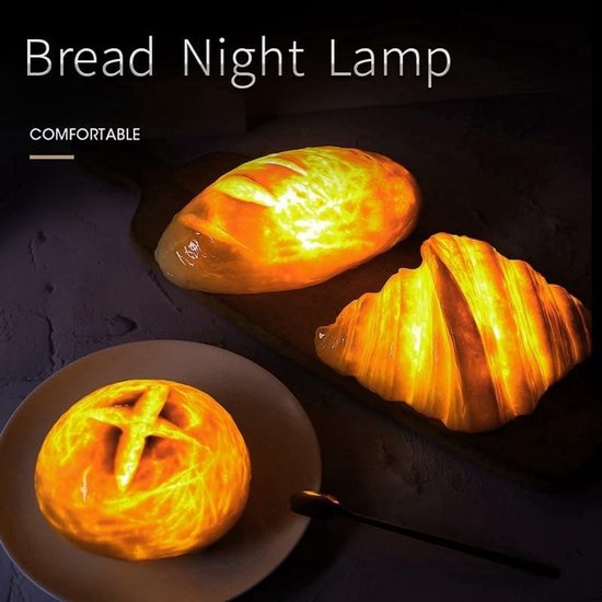LED nacht licht analoge 3D licht grappig licht slaapkamer bed batterij licht home deco grappige verlichting brood licht - Kruisbrood van Merkloos — afbeelding 4