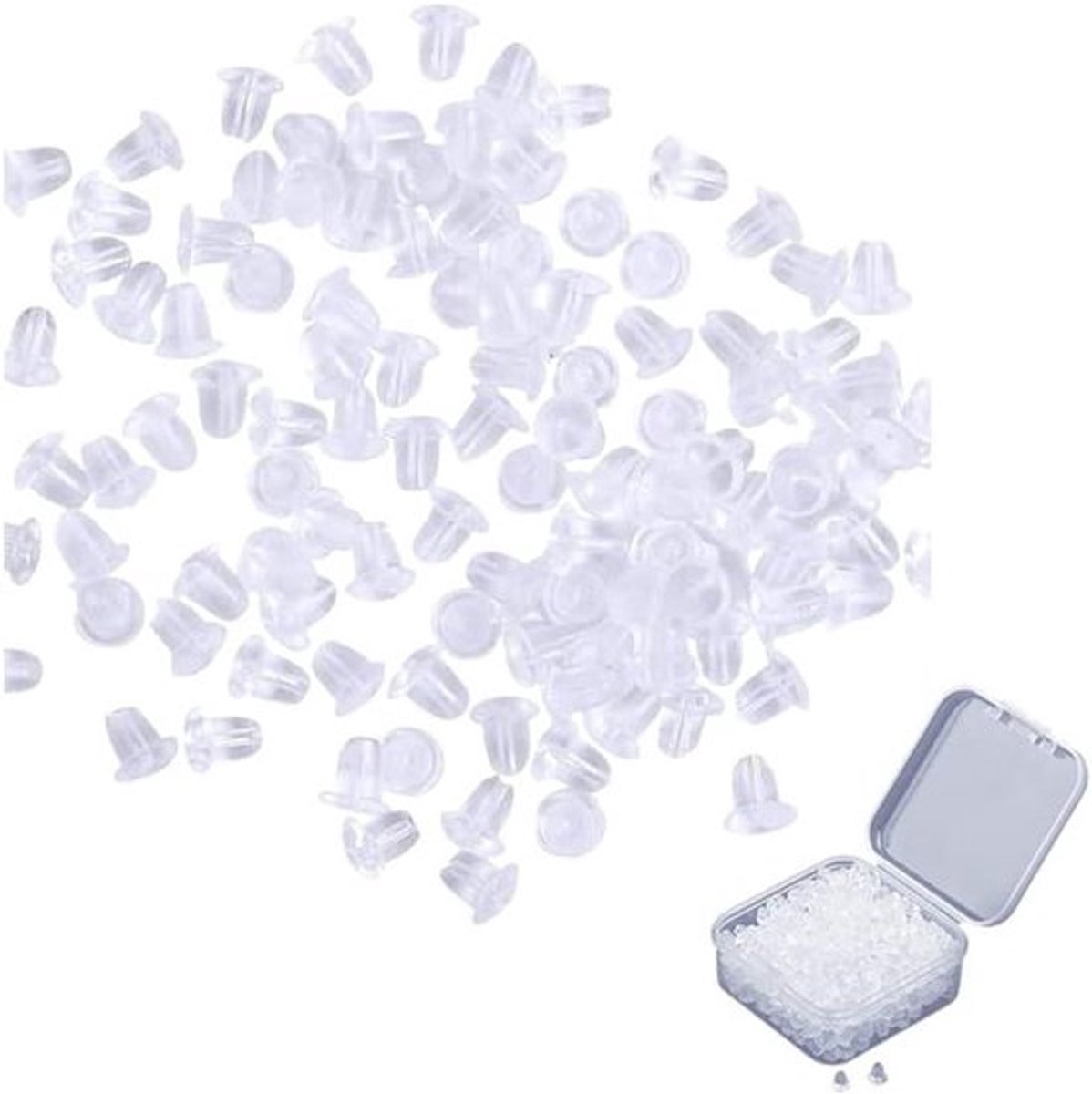 Oorsluitingen, rubber, oorstopper, siliconen, transparant, universeel - 500 stuks