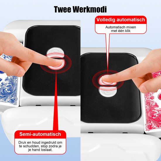 Automatische Oplaadbare Kaartschudder -Schudmachine - Laag Geluidsniveau - Draagbaar Ontwerp - Geschikt voor 1-2 Speldekks - Voor Poker, UNO, Blackjack, Skip-Bo, Phase 10