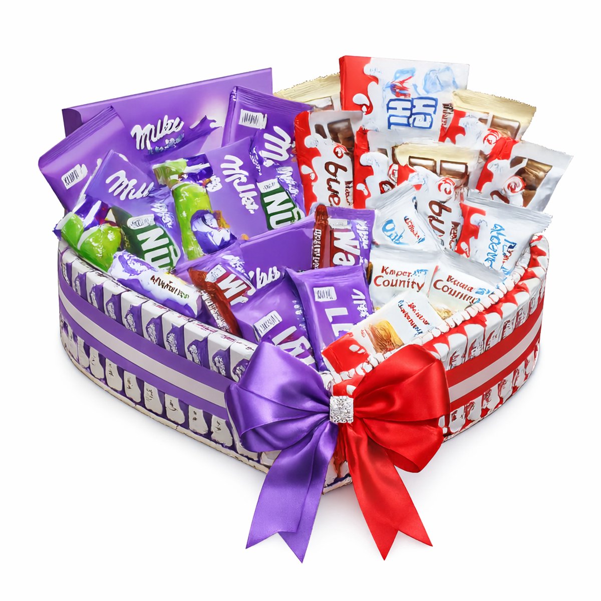 Hartvormige Snoeptaart Kinder & Milka – 30 cm