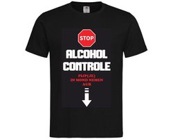 T-shirt Unisex Volwassenen Lol - Festival - carnaval - Wijn - Bier - feestje - grappig - grappige tekst - Weekend - Tekst - "STOP Alcohol controle Pijp(je) in mond nemen aub" | korte mouw | Zwart/Rood/wit | maat XXXL