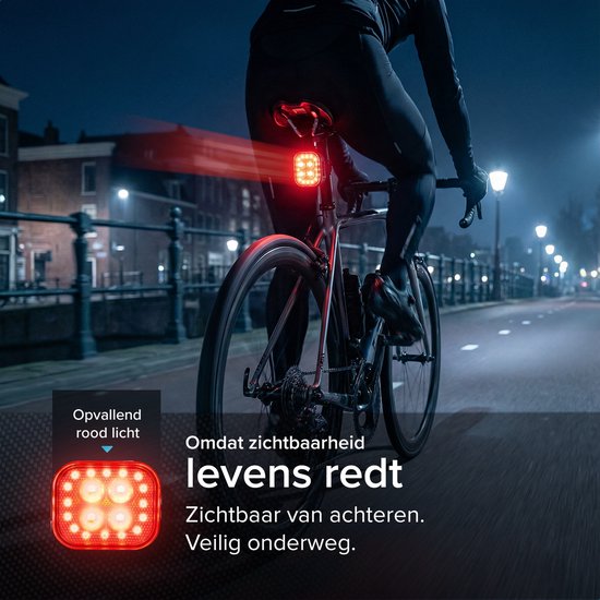 Inlustro 4x Fietslampjes - LED Achterlicht en Voorlicht - Fietslamp Rood en Wit Set - Fietslicht Koplamp - IPX4 Waterdicht - USB Oplaadbaar van Merkloos — afbeelding 4