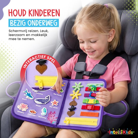 Montessori Activiteiten Boek - Uitgebreide Busy Board - Motoriek Map voor Thuis en Onderweg - Perfect voor op Vakantie - Activiteitenboek - Vaardigheden Kinderen - Educatieve speelgoed - Zeemeermin Paars van Merkloos — afbeelding 3