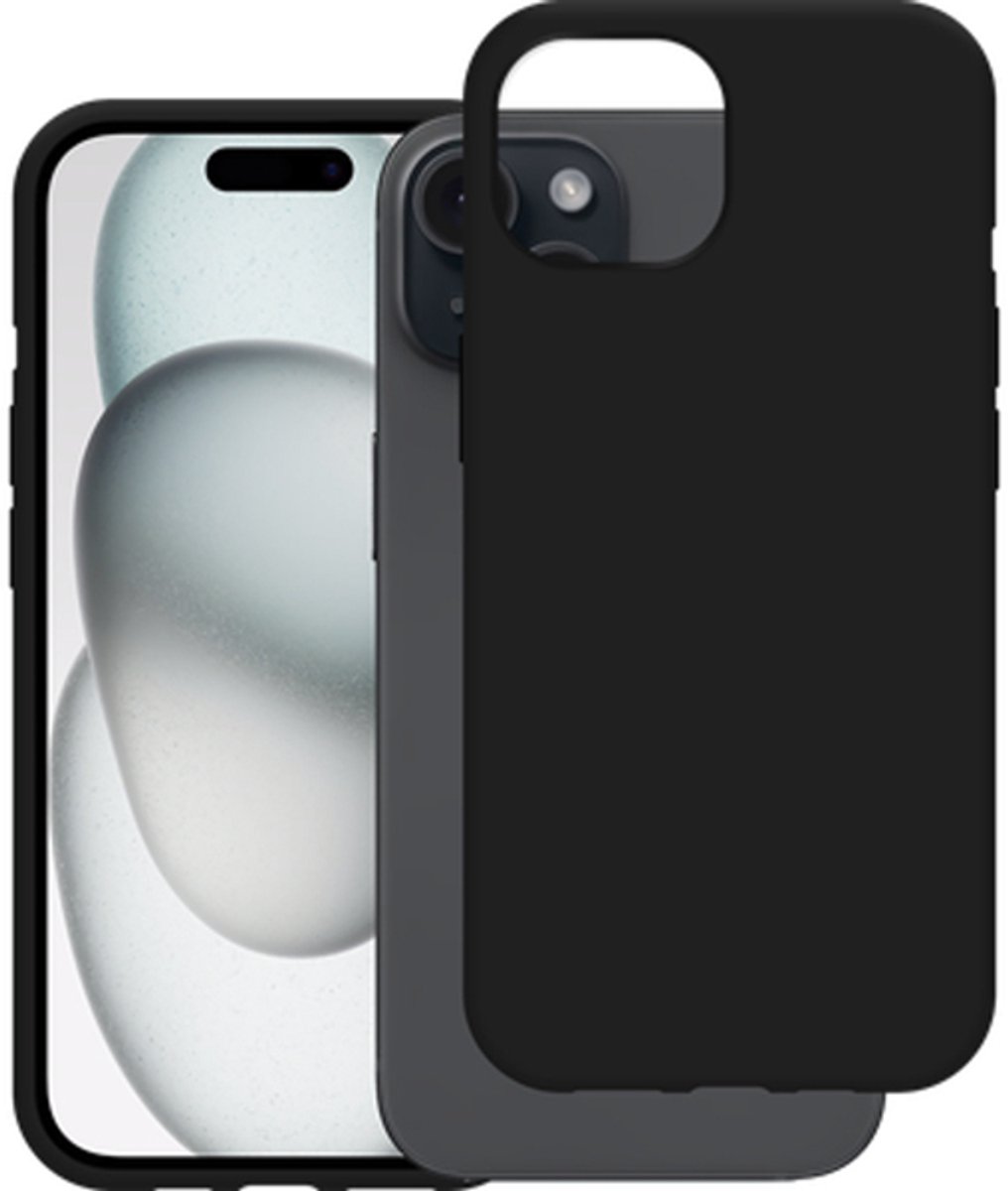 Just in Case hoesje geschikt voor iPhone 15 Hoesje Siliconen - Flexibele Case - Zwart