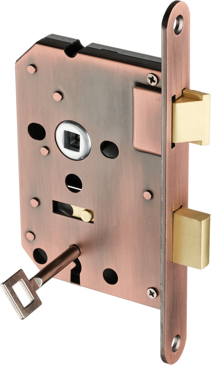 Ostiumhome® - Binnenwerk - Klavierslot Koper - Loopslot met Sleutelgat - SL56 mm - Inclusief montagemateriaal