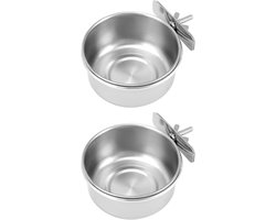 Set van 2 roestvrijstalen voerbakken voor vogels en knaagdieren - Hangende voerbakken van 10 x 4,5 cm
