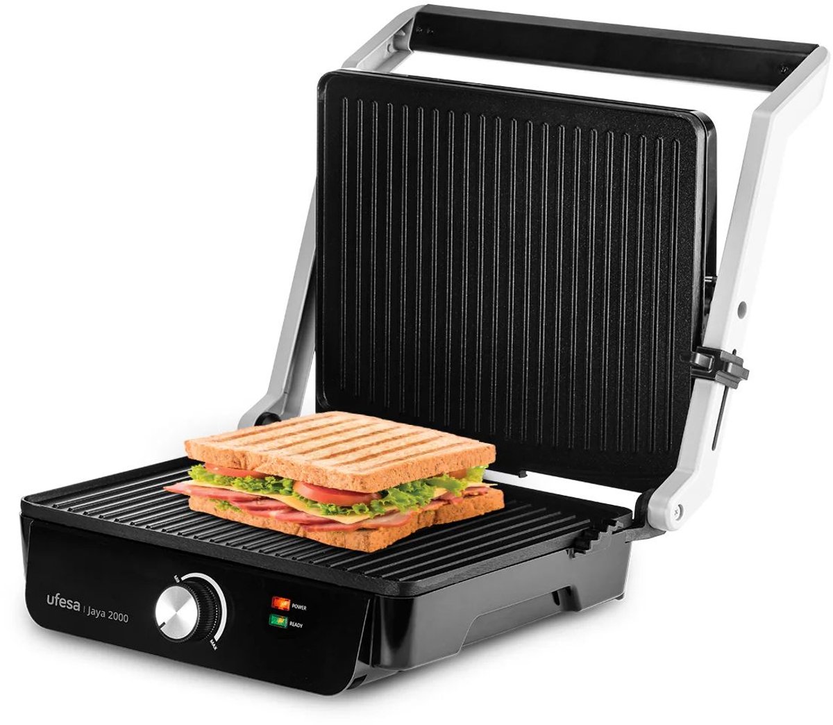 UFESA Jaya 2000 – Contactgrill / Press Grill – 2000 W – Anti-aanbakplaten – 180º Openend