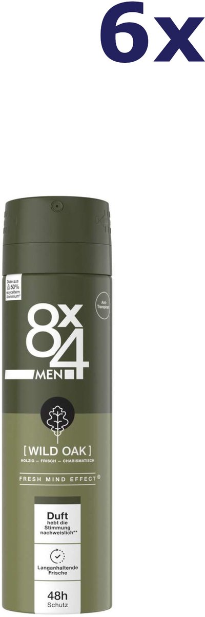 6x 8x4 Deodorant Spray Men No.8 Wild Oak, 150 ml