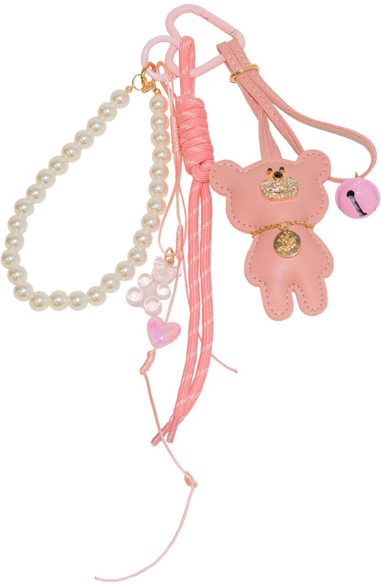 xoxo Wildhearts Bag Charm - Teddy Twist - Pink - Hangertje voor handtas - Accessoire voor dames tas - Hanger met teddybear - Beertje - Sleutelhanger - Roze