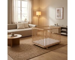 Product: Bebies First LIAM Babybox Inklapbaar / Baby box – Kinderbox / Playpen Met Wieltjes - 99 x 75 x 74 cm- Naturel, van het merk Bebies First