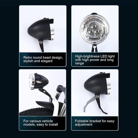 Superheldere Fietsverlichting 3 LED Waterdichte Koplamp Voor Nachten Fietsen Veiligheidslamp Voor Volwassenen Kinderen En Scooters Oplaadbare Batterij Verstelbare Bevestiging — afbeelding 4