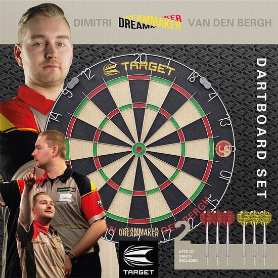 Target Dimitri van den Bergh Dartbord Set - Inclusief Dartbord, Dartpijlen en Accessoires van Target — afbeelding 2