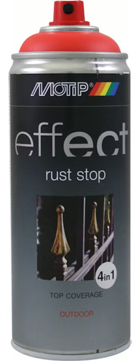 Motip - spuitbus - Rust Stop 4-in-1 - RAL 3000 rood - roestwerend, 400 ml