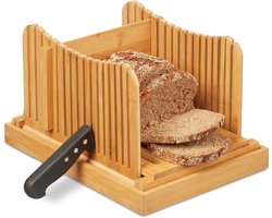 Quvo® - Broodsnijder Hulpmiddel - Broodsnijmachine Handmatig Met Kruimelopvang - Broodplank Hout - Broodsnijplank - Met Verstelbare Dikte - Natuurlijk‎ - 32cm x 24cm x 20cm