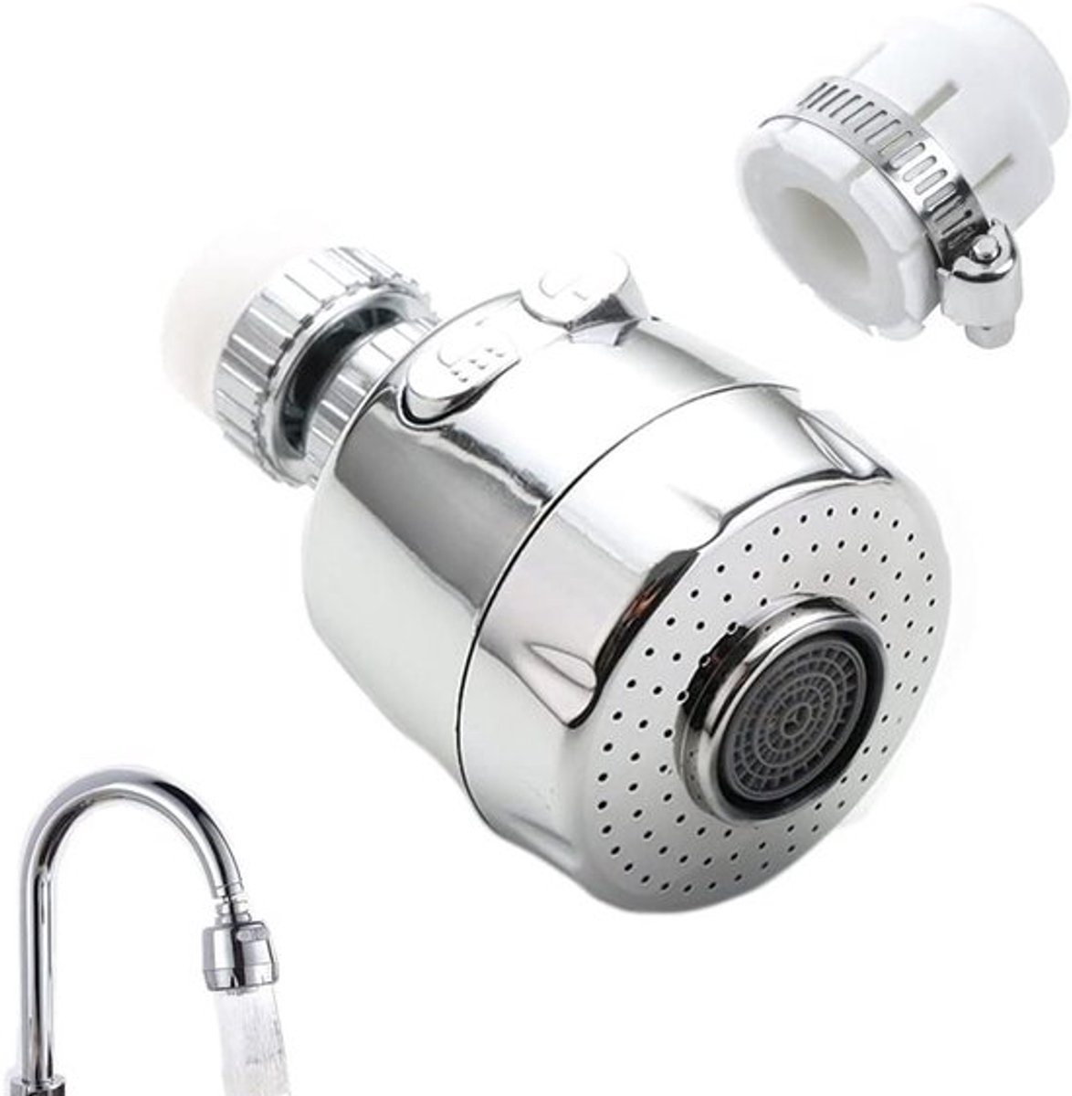 360° Roterende Kraan met 2 Snelheden en Waterbesparende Filter voor Keuken en Badkamer