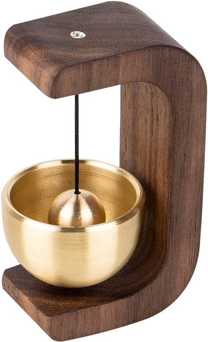 Magnetische Walnoot Houten Deurbel met Messing Bel - Decoratieve Winkeliersbel voor Deuropening - Ideale Hangende Klokkenspel voor Ingang - Winkel - Garderobe - Koelkast en Winkeldecoratie