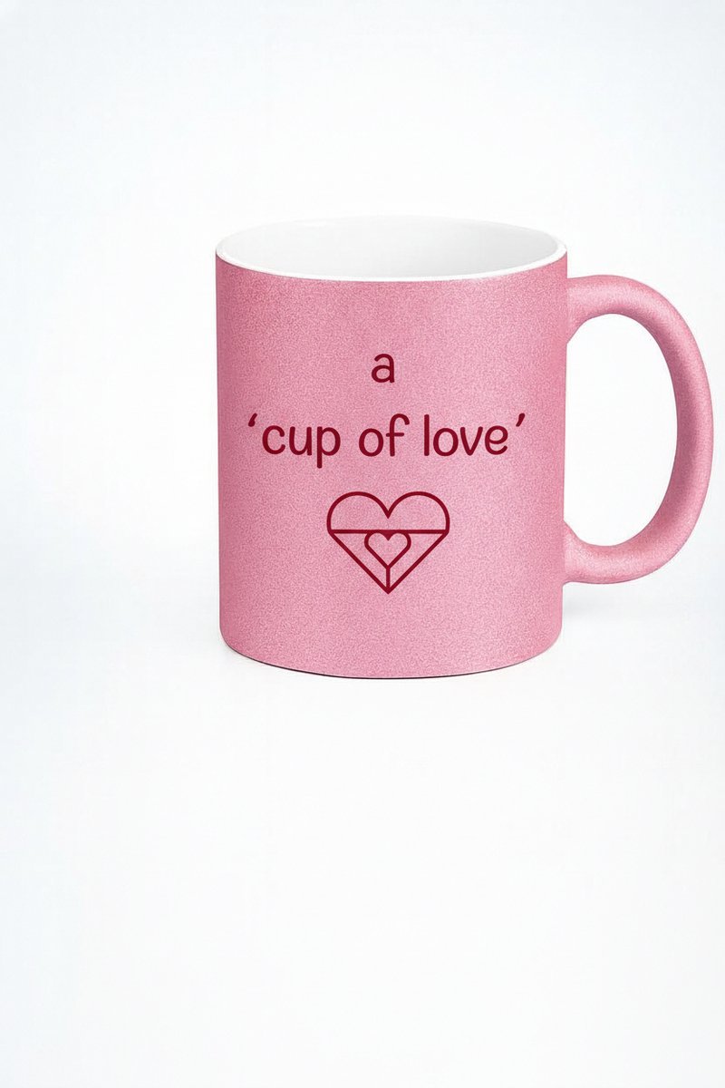 Roze 'A Cup of Love' Mok met Hart Design - Romantisch Liefdescadeau