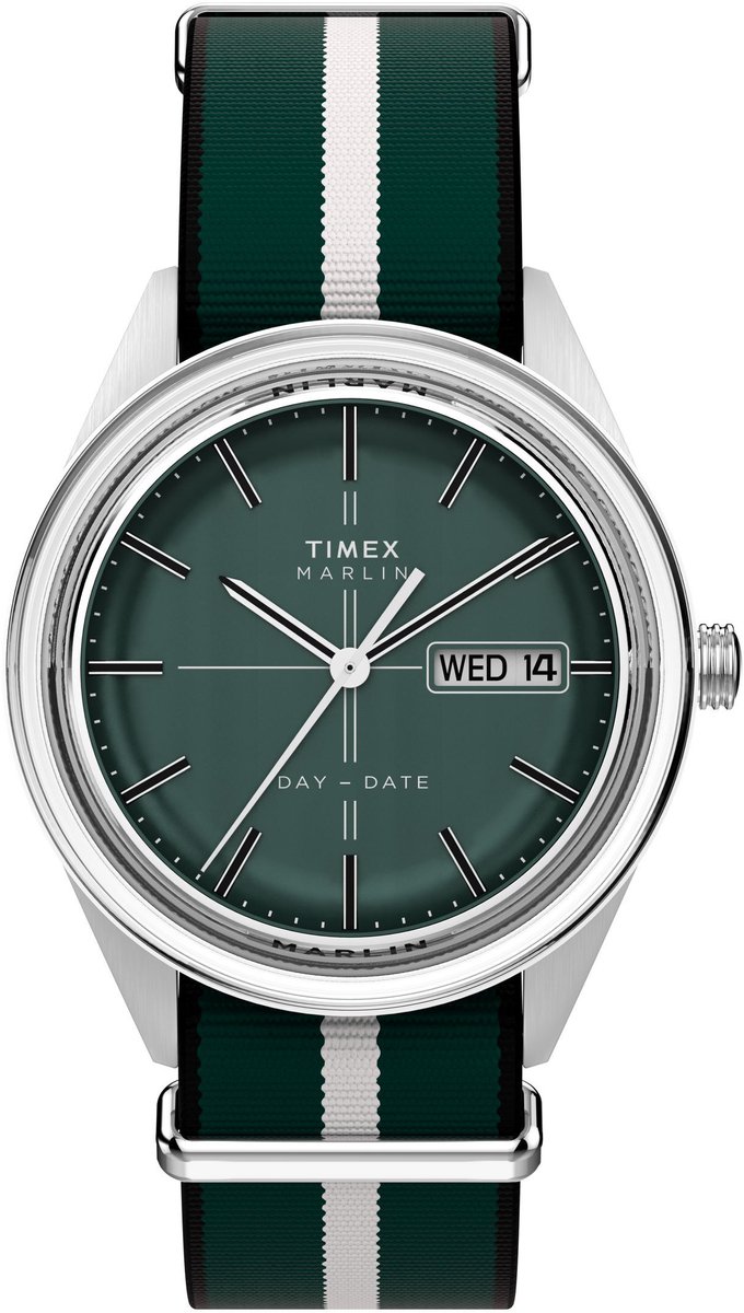 Timex Marlin® Jet Quartz Quartz Analoog Horloge Groen Kast: 100% Roestvrij Staal | Armband 100% Textile 38 mm TW2Y37300AJ, TW2Y37400AJ, TW2Y37500AJ