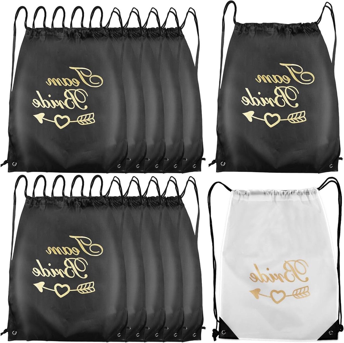 Team Bride Gymtas – Stoffen tas met Trekkoord voor Vrijgezellenfeest – Bruidsfeest Accessoires in Blauw – 42 x 34 cm