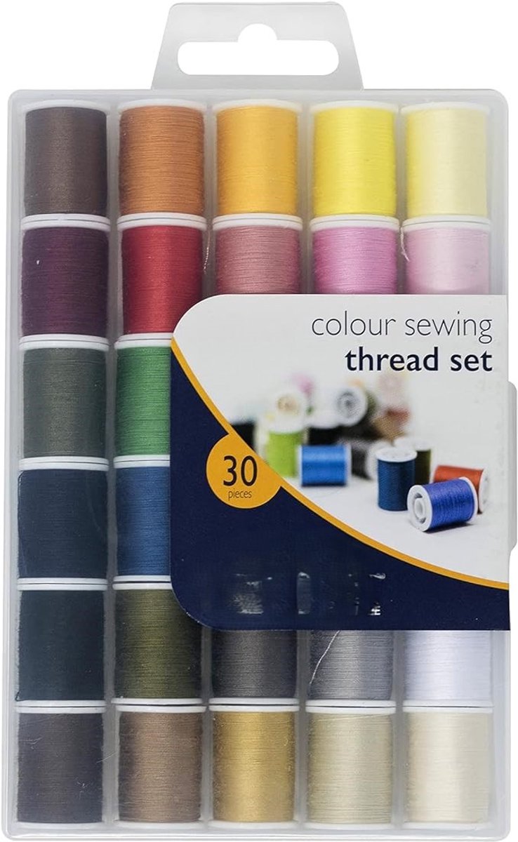 Draadset voor alle doeleinden - 1350 m polyester naaigaren - 30 kleuren x 45 m - hand- en machinaal naai- en knutselgaren - inclusief zwarte draad voor naaimachine en wit naaigaren