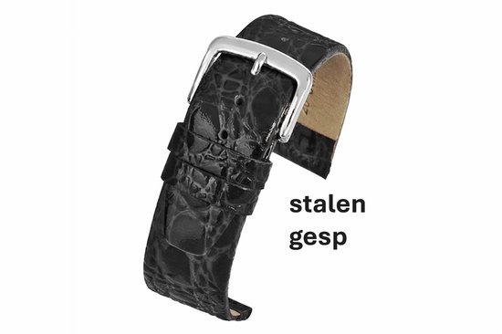 bracelet de montre-10mm-cuir véritable-croco-noir-souple-plat-10 mm