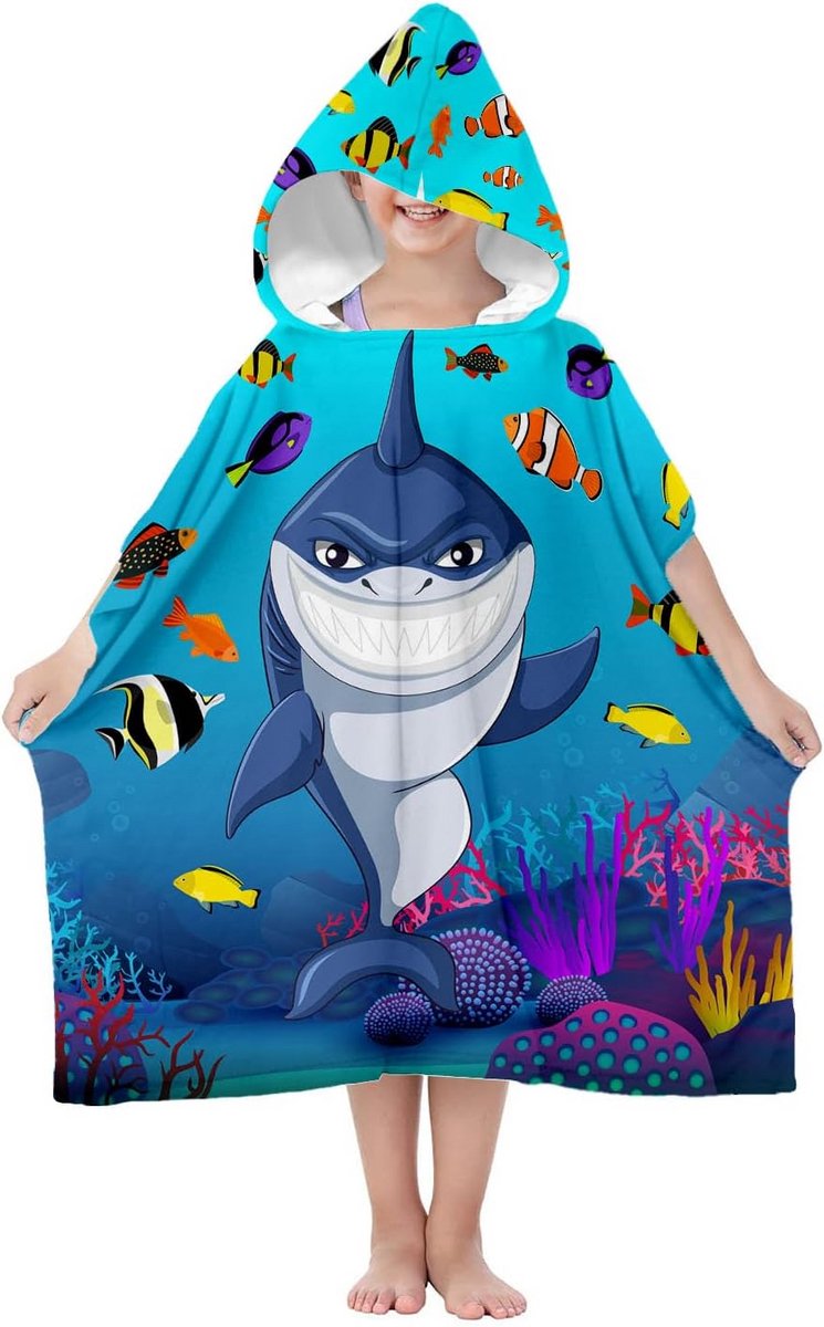 Capuchon Handdoek voor Kinderen - Sneldrogende Microfibre Poncho Badjas - Ideaal voor Strand en Bad