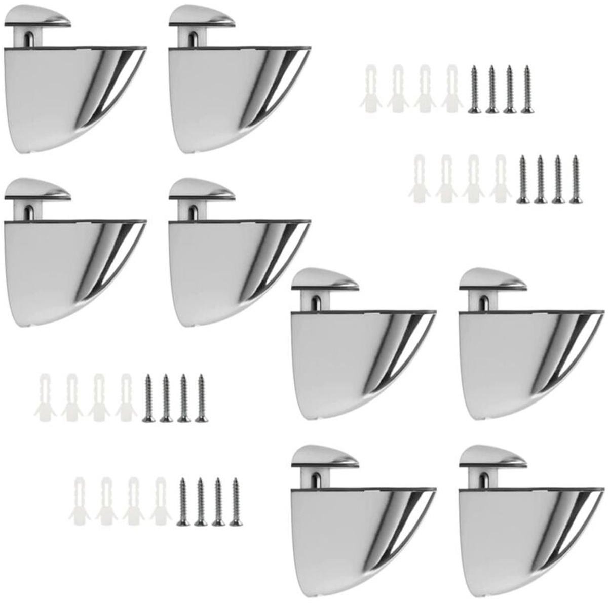 TuseRxln Glasplankhouder - Glasplanksteun - Verstelbaar voor Hout/Glas 3-14 mm - 8 Stuks - Voor Woonkamer/Kantoor - Zilver